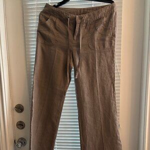 INC International Concepts 100% Linen Wide Leg Drawstring Pants Size 10